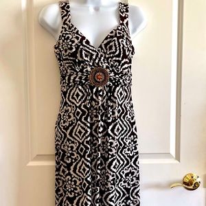 EnFocus Studio Chocolate Brown and White Print Maxi Dress
